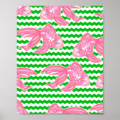 Farbenfrohe tropische rosa Fischmuster Poster (Vorne)