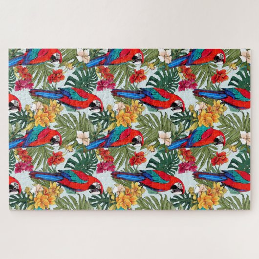 Farbenfrohe tropische Rot- und Blautöne schwierig Puzzle (Horizontal)