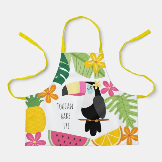 Farbenfrohe tropische Sommerkids Toucan Bake It Schürze (Vorderseite)