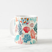 Farbenfrohe tropische Sommerkoralle Seashell Kaffeetasse (Vorderseite Links)