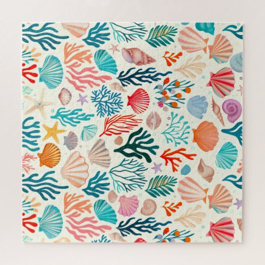Farbenfrohe tropische Sommerkoralle Seashell Puzzle (Horizontal)