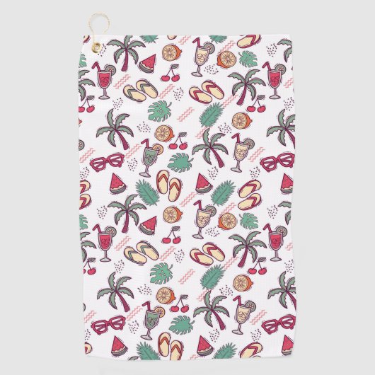 Farbenfrohe tropische Strandurlaub thematische Mus Golfhandtuch (Vorderseite)