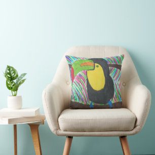 Farbenfrohe tropische Toucan-Kissen Kissen