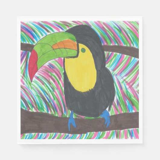 Farbenfrohe tropische Toucan Paper Napkins Serviette (Vorderseite)