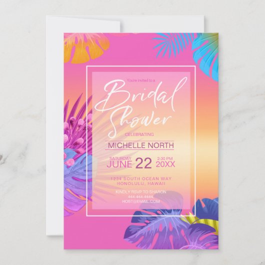 Farbenfrohe tropische Verlassen Sonnenuntergang Br Einladung (Vorderseite)