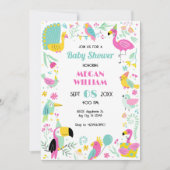 Farbenfrohe tropische Vögel Babydusche Einladung (Vorderseite)