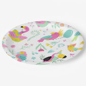 Farbenfrohe tropische Vögel Pappteller (Schrägansicht)