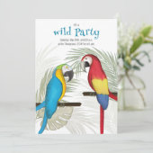 Farbenfrohe tropische Vögel QR Code Social Media Einladung (Stehend Vorderseite)