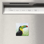 Farbenfrohe tropische Vögel Schwarz Gelb Grün Touc Magnet (In Situ (Geschirrspüler))