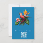Farbenfrohe tropische Vögel und lebhafte, üppige P RSVP Karte (Rückseite)