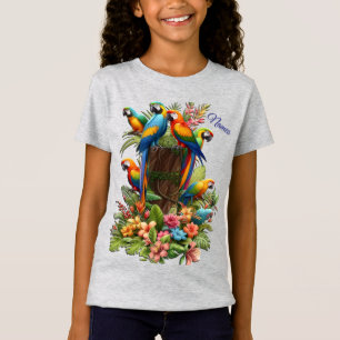 Farbenfrohe tropische Vögel und lebhafte, üppige P T-Shirt