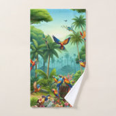 Farbenfrohe tropische Vögel unter lebendiger, üppi Badhandtuch Set (Handtuch)