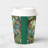 Farbenfrohe tropische Vögel unter lebendiger, üppi Pappbecher (Rechts)