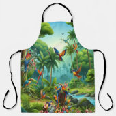 Farbenfrohe tropische Vögel unter lebendiger, üppi Schürze (Vorderseite)