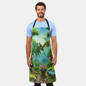 Farbenfrohe tropische Vögel unter lebendiger, üppi Schürze (Getragen)