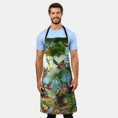 Farbenfrohe tropische Vögel unter lebendiger, üppi Schürze (Getragen)