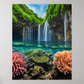 Farbenfrohe tropische Wasserfälle Poster (Vorne)