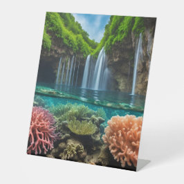 Farbenfrohe tropische Wasserfälle Sockelschild