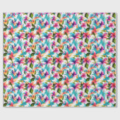 Farbenfrohe tropische Wasserfarbe Blumenhawaiisch Geschenkpapier (Flach)