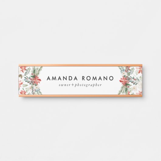 Farbenfrohe tropische Weihnachtspoinsettie Türschild (Vorderseite )