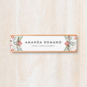 Farbenfrohe tropische Weihnachtspoinsettie Türschild