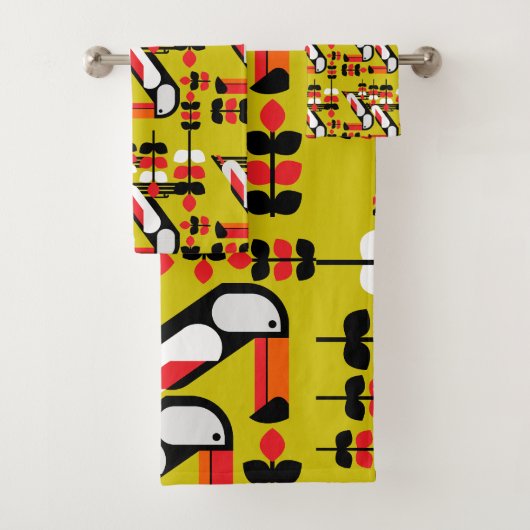 Farbenfrohe Tukane-Kunst Badhandtuch Set (Insitu)