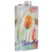 Farbenfrohe Tulip Butterfly Wasserfarbe individuel Flachmann (Rechts)