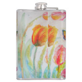 Farbenfrohe Tulip Butterfly Wasserfarbe individuel Flachmann (Rückseite)