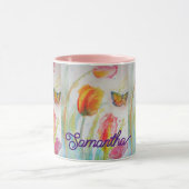Farbenfrohe Tulip Butterfly Wasserfarbe individuel Tasse (Zentrum)