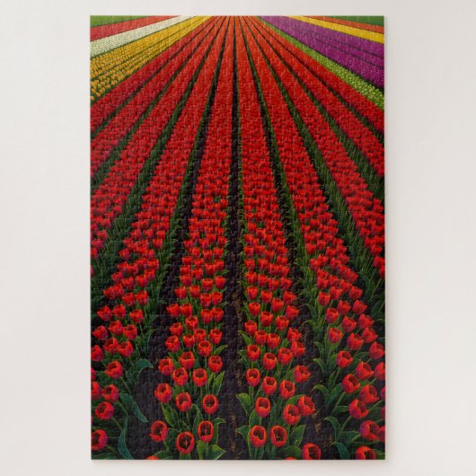 Farbenfrohe Tulip Fields Puzzle (Vertikal)