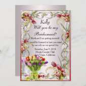 Farbenfrohe Tulip Floral Bridesmaid Card Einladung (Vorne/Hinten)