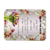 Farbenfrohe Tulip Floral Speichern Sie das Datum M Magnet (Horizontal)