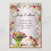 Farbenfrohe Tulip Floral Wedding Card Menükarte (Vorderseite)