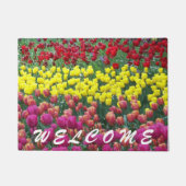 Farbenfrohe Tulip Garden Herzlich Willkommen Fußmatte (Vorderseite)