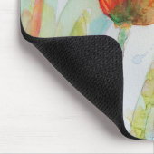 Farbenfrohe Tulip und Butterfly Wasserfarben Blume Mousepad (Ecke)