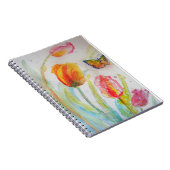 Farbenfrohe Tulip und Butterfly Wasserfarben Blume Notizblock (Rechte Seite)