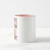 Farbenfrohe Tulip und Butterfly Wasserfarben Blume Tasse (Zentrum)