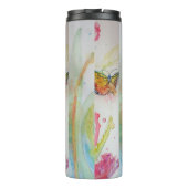 Farbenfrohe Tulip und Butterfly Wasserfarbene Blum Thermosbecher (Rückseite)