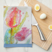 Farbenfrohe Tulip Wasserfarben Frauen benennen Tee Geschirrtuch (Viertel Falte)