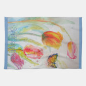 Farbenfrohe Tulip Wasserfarben Frauen benennen Tee Geschirrtuch (Horizontal)