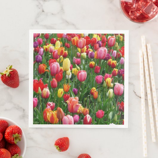 Farbenfrohe Tulips Blume Papier Napkins Serviette (Beispiel)