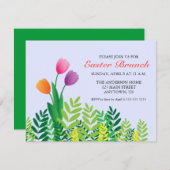Farbenfrohe Tulips & Greenery Osterbrunch Einladung (Vorne/Hinten)