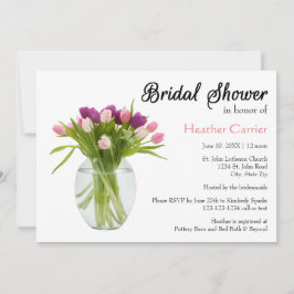 Farbenfrohe Tulips in Vase - Brautparty Einladung