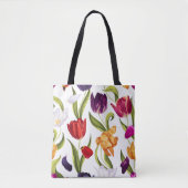 Farbenfrohe Tulips Muster Tasche (Vorderseite)