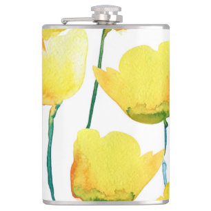 Farbenfrohe Tulips Wasserfarbe: Nahtlose Illustrat Flachmann