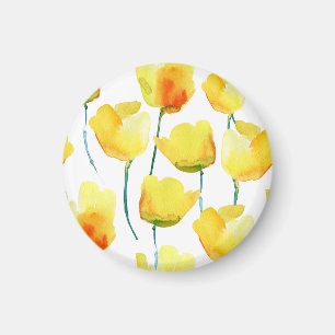 Farbenfrohe Tulips Wasserfarbe: Nahtlose Illustrat Magnet