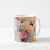 Farbenfrohe Tulips Wasserfarbenes Muster Kaffeetasse (VorderseiteRechts)