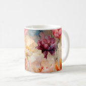 Farbenfrohe Tulips Wasserfarbenes Muster Kaffeetasse (VorderseiteRechts)