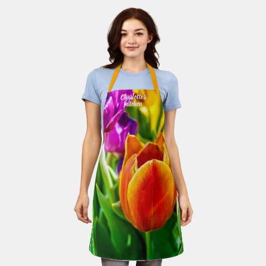 Farbenfrohe Tulissen Schürze (Getragen)