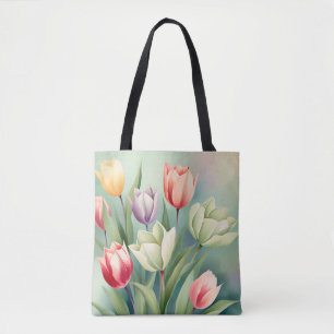 Farbenfrohe Tulissen Wasserfarbe Romantische Tasche
